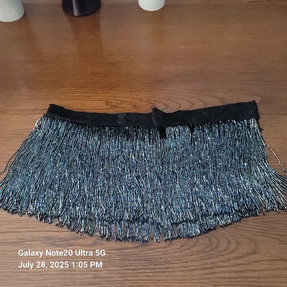 Chic Black and Silver Fringe Mini Skirt